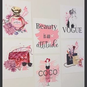 9PCS Watercolor Fashion Wall Art Perfume Modern Art Prints Fashion Poster Living